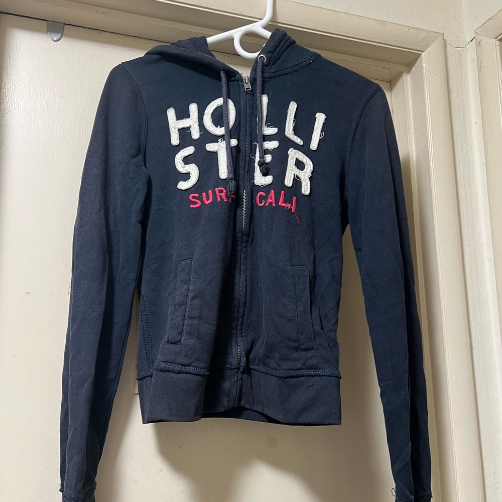Hollister Navy Blue Zip-Up Hoodie